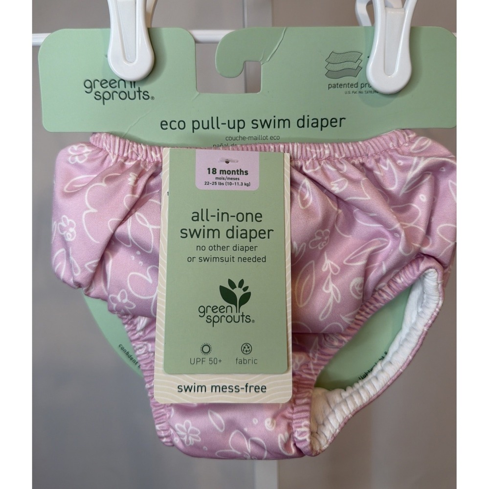 Green Sprouts I Play Reusable Swimming Diaper Size 18 Months Pink NEW